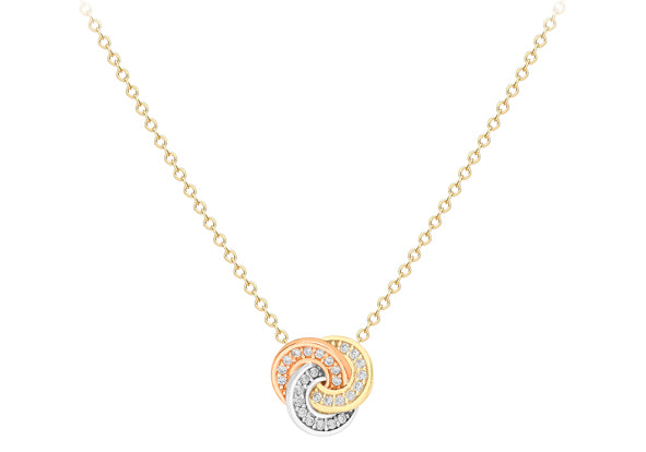 9ct Three Colour Gold Crystal Knot Necklace