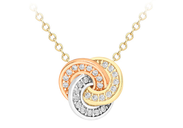 9ct Three Colour Gold Crystal Knot Necklace