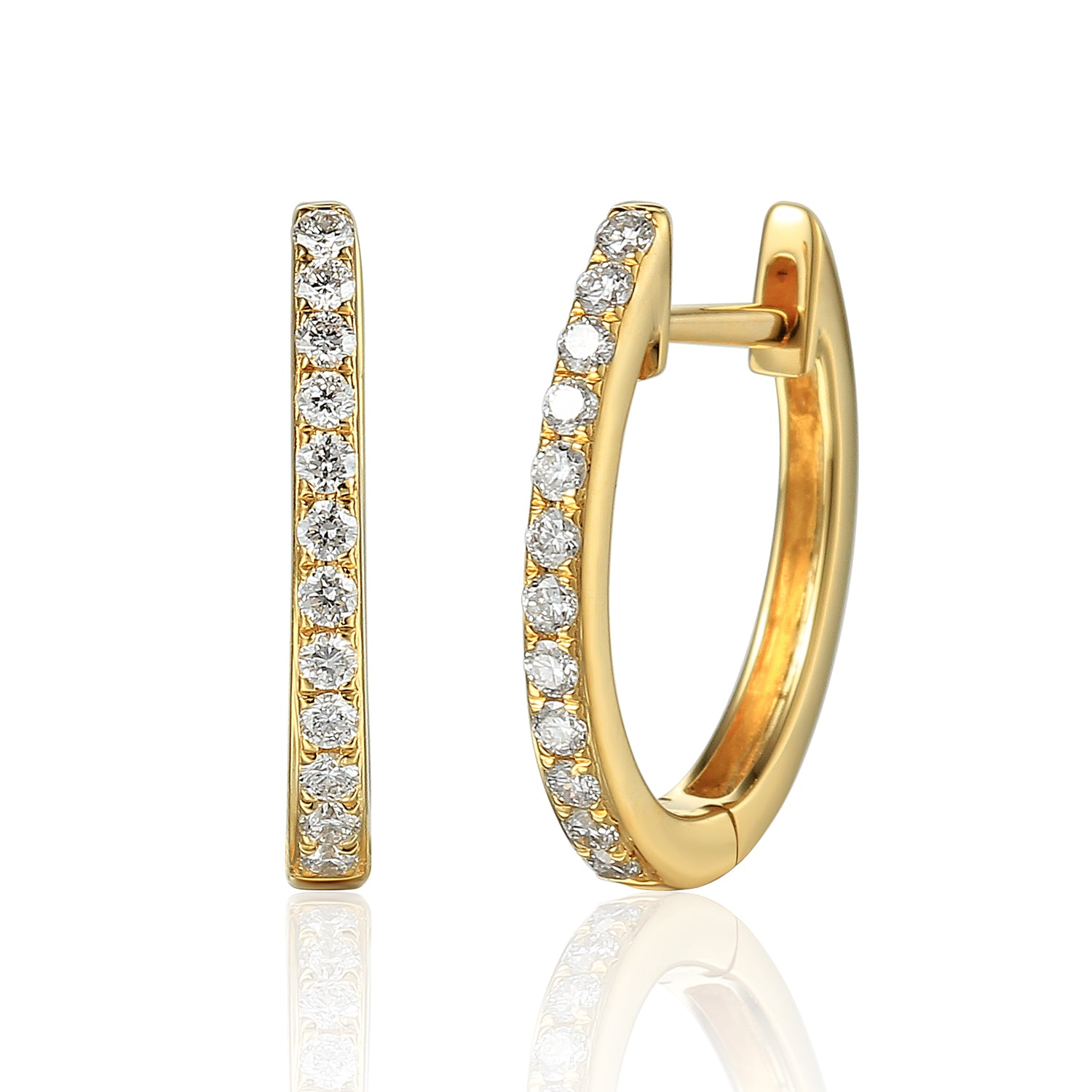 9ct Yellow Gold Diamond Sleeper Hoop