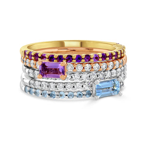 Aqua and Diamond Fine Stacking Ring