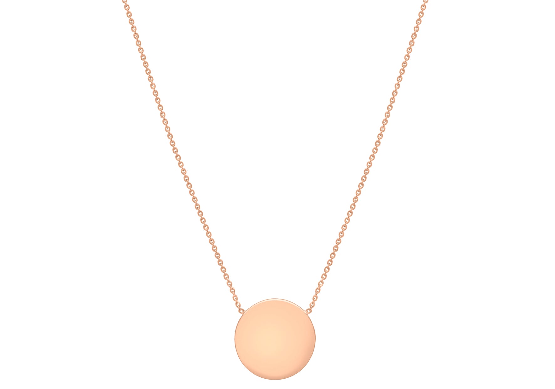 9ct Rose Gold plain disc with chain