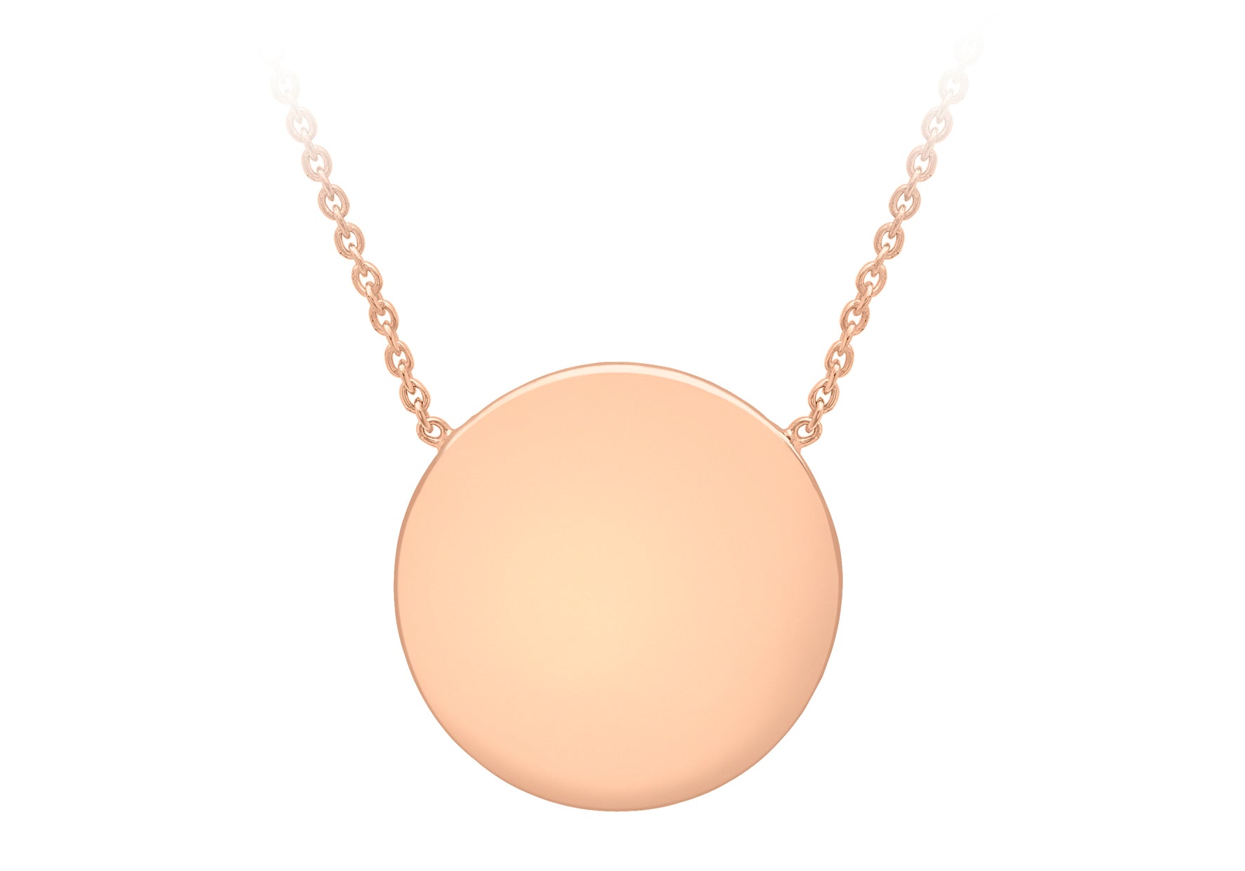9ct Rose Gold plain disc with chain