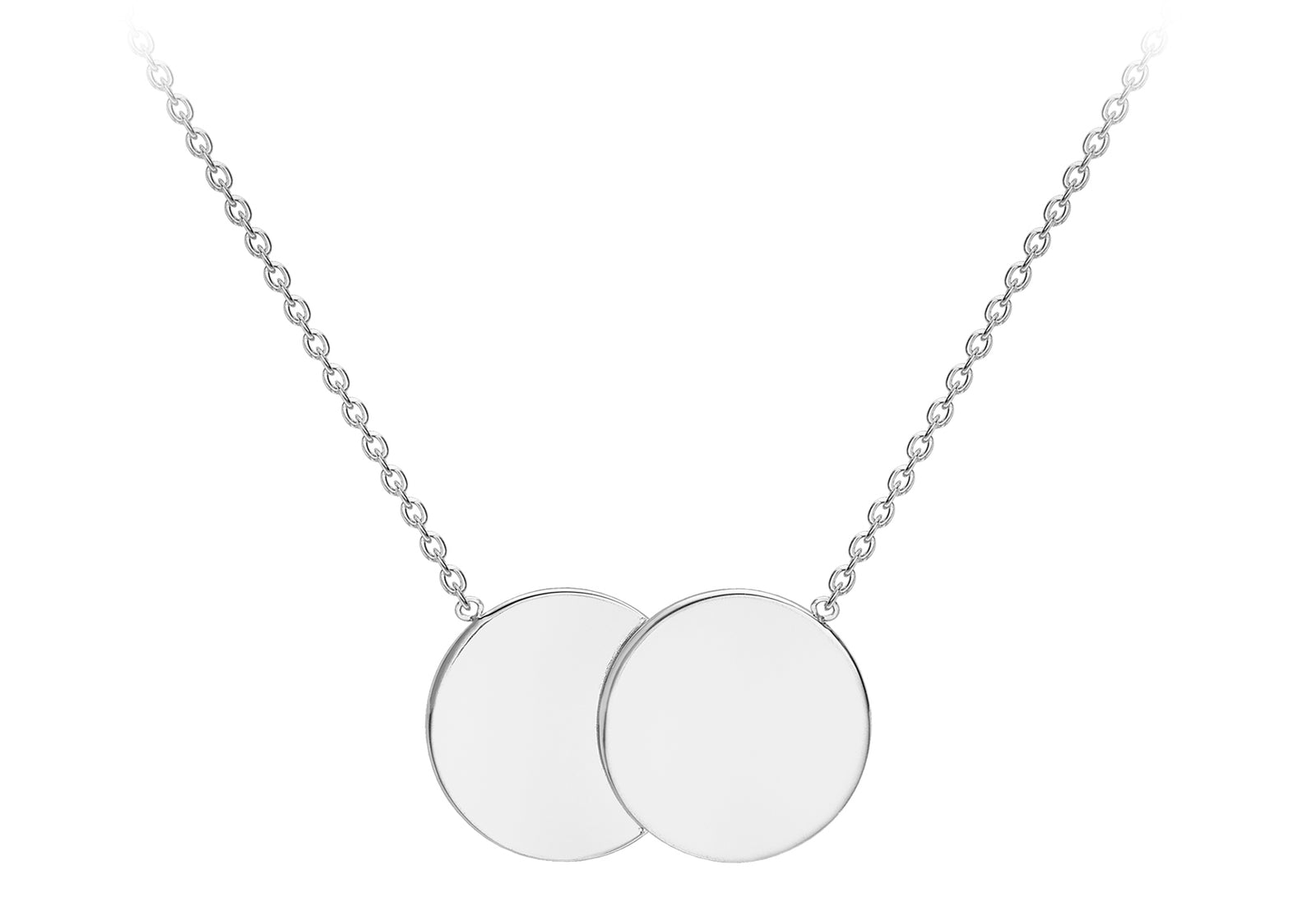 9ct White Gold Double Disc Necklace