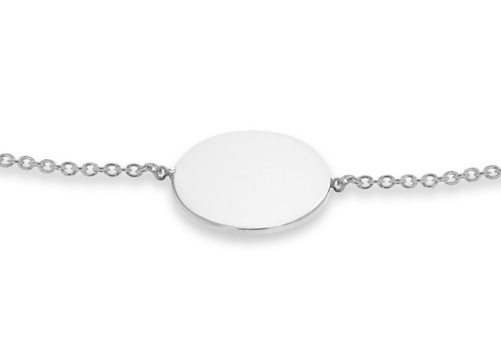 9ct White Gold Round Disc Bracelet