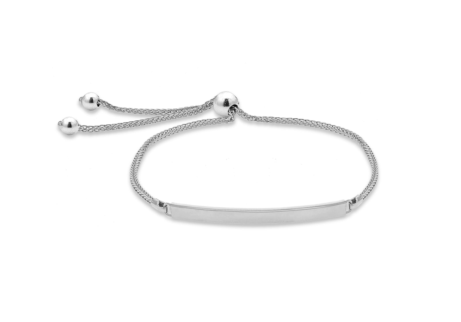 9ct White Gold Bar Tassle Bracelet