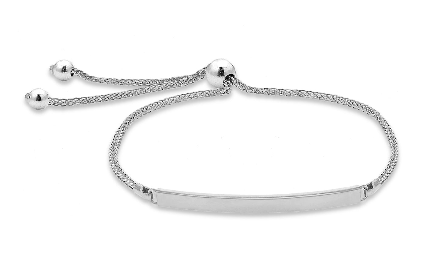 9ct White Gold Bar Tassle Bracelet