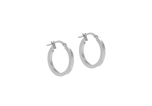 White Gold Textured 20mm Hoop Earrings