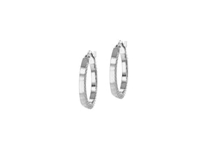 White Gold Textured 20mm Hoop Earrings