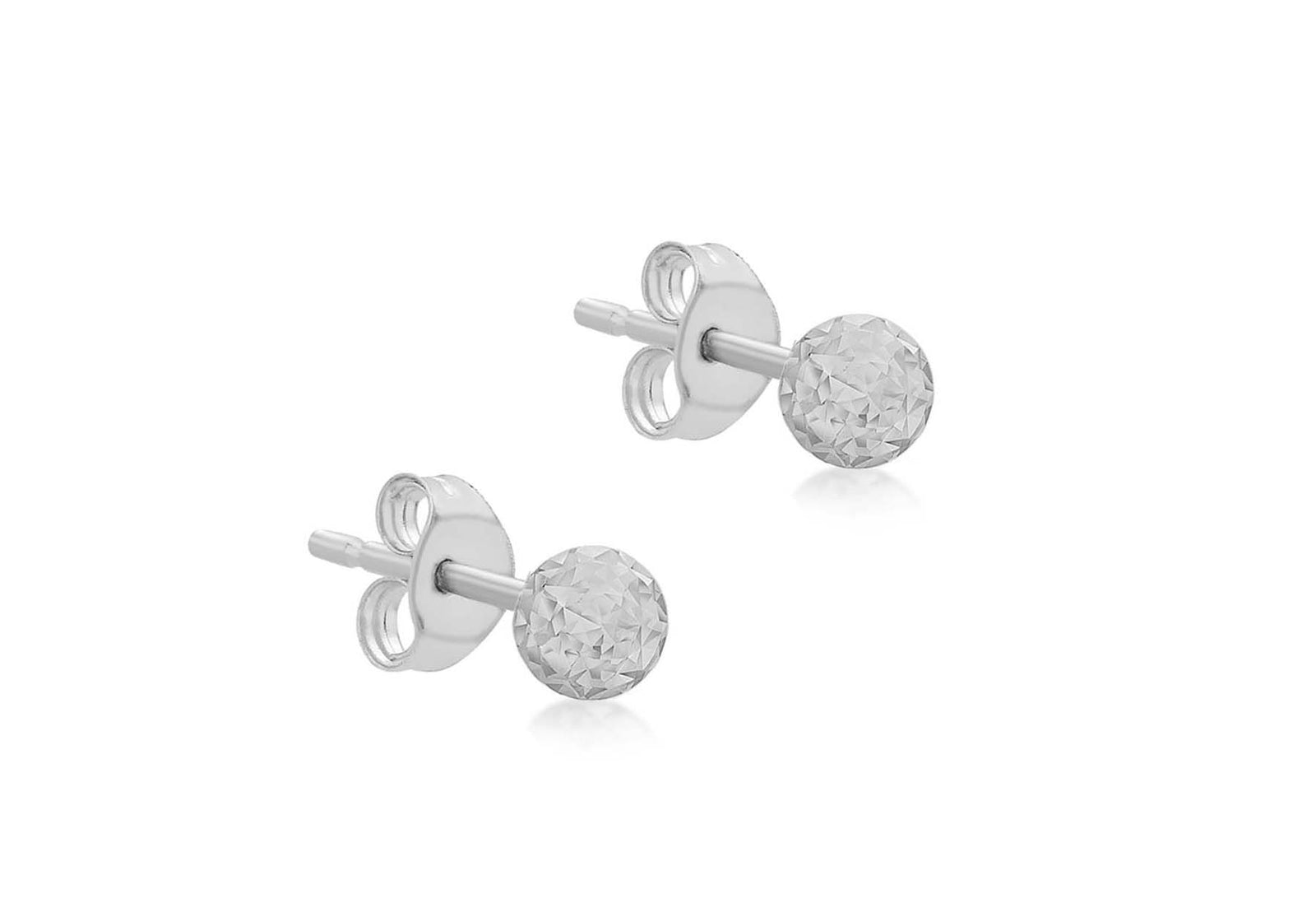 9ct White Gold Diamond Cut Stud