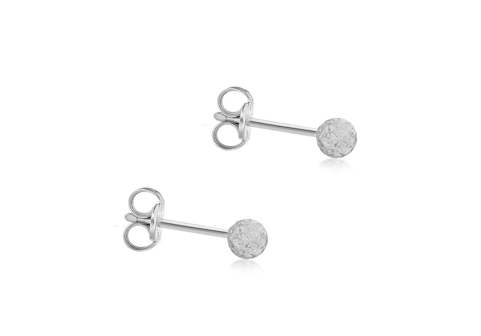 9ct White Gold Diamond Cut Stud