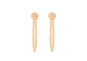 9ct Rose Gold Stud Earrings with Drop Chain
