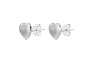 9ct White Gold Puffed Heart Stud