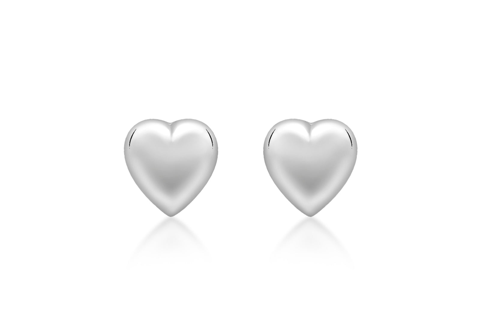 9ct White Gold Puffed Heart Stud