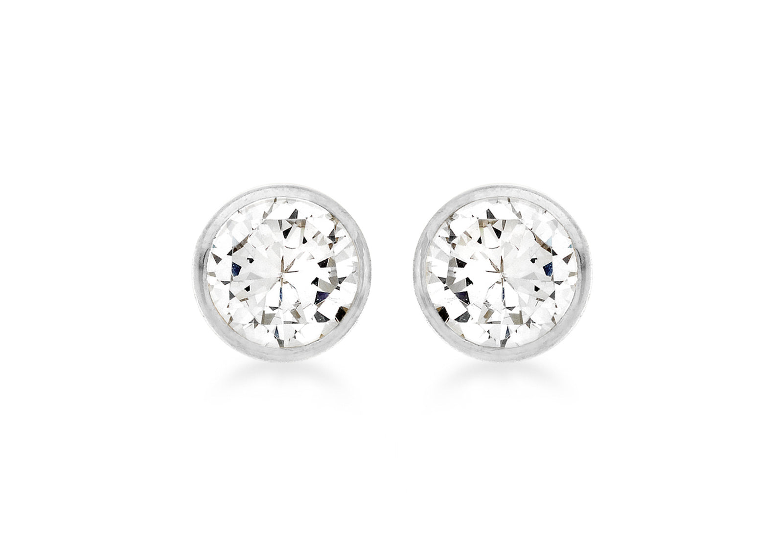 9ct White Gold Rubover Crystal Studs