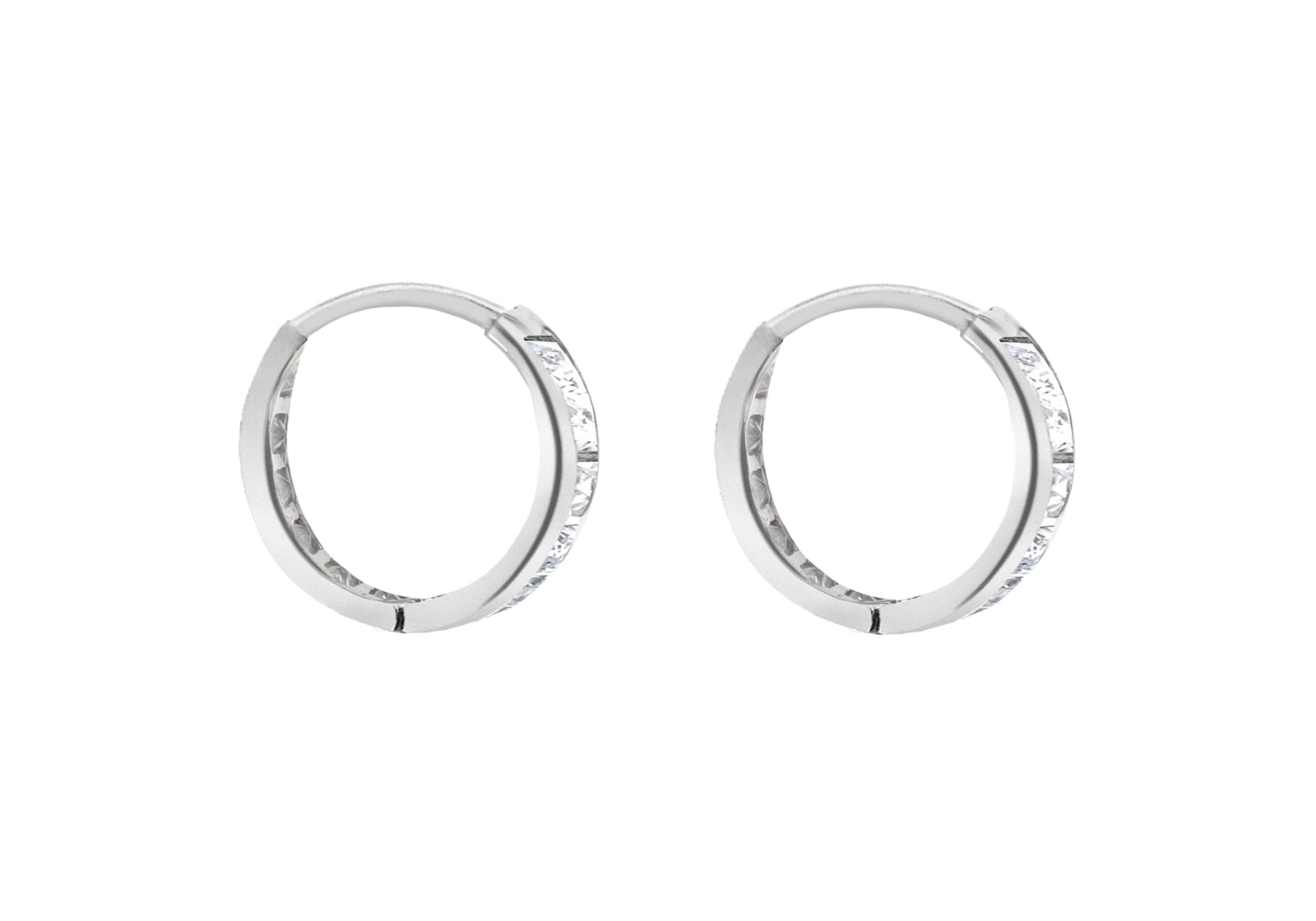 9ct White Gold Cubic Zirconia Huggie Hoops