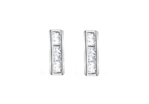 9ct White Gold Cubic Zirconia Huggie Hoops