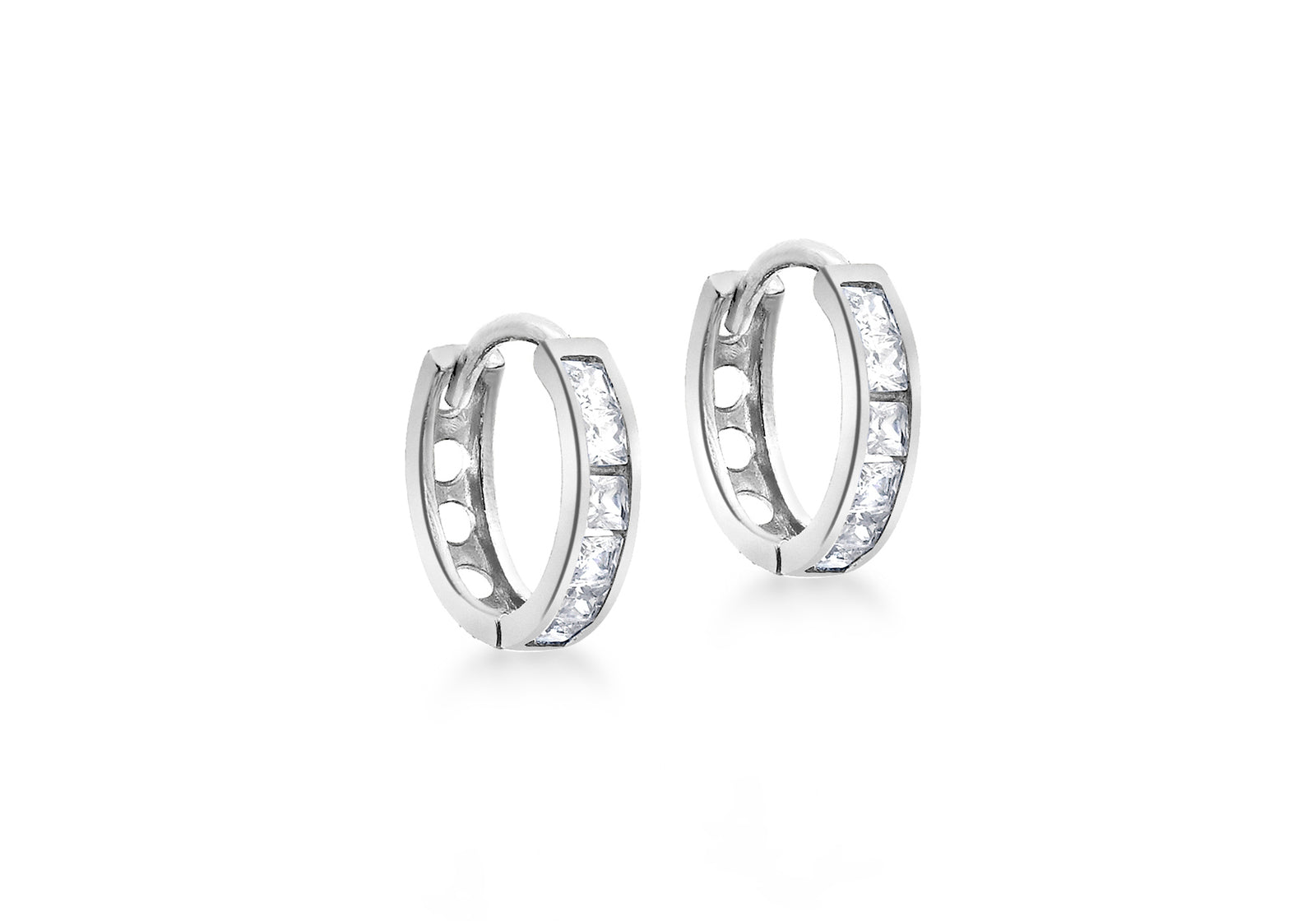 9ct White Gold Cubic Zirconia Huggie Hoops