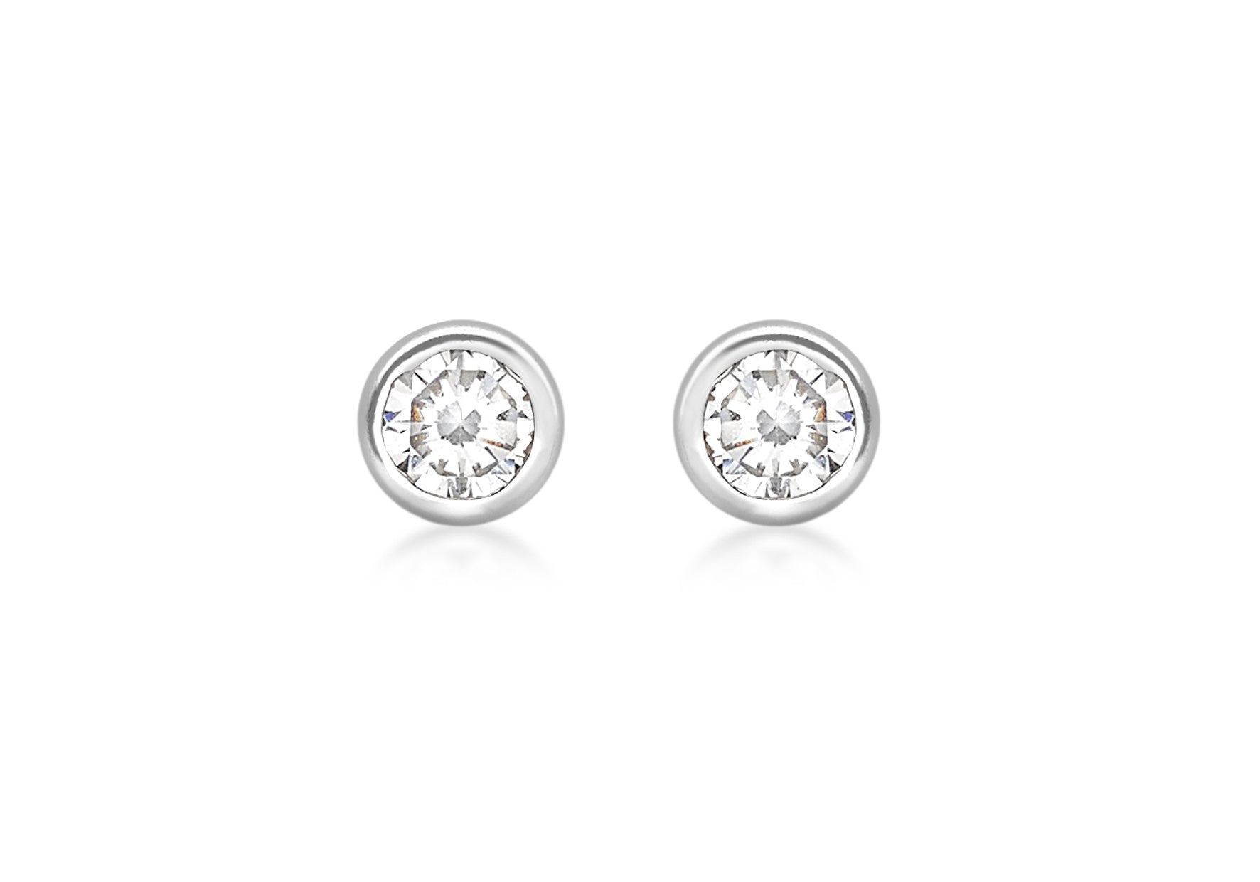 9ct White Gold 3mm Cubic Zirconia Rubover Studs