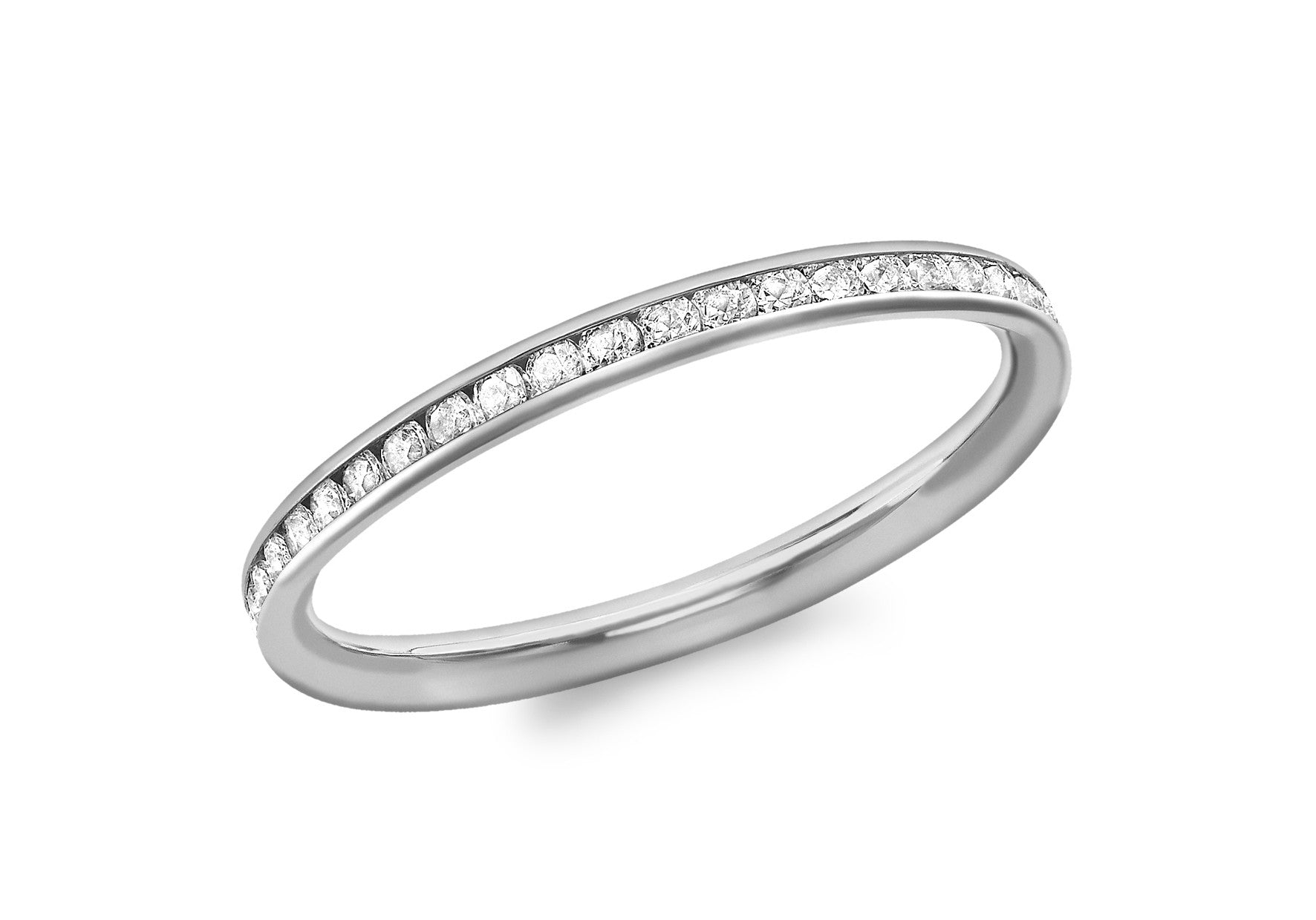 9ct White Gold Channel Set Cubic Zirconia Ring
