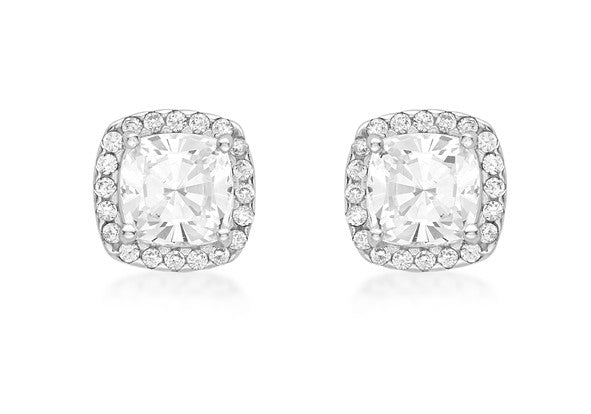 9ct White Gold Cluster Earrings