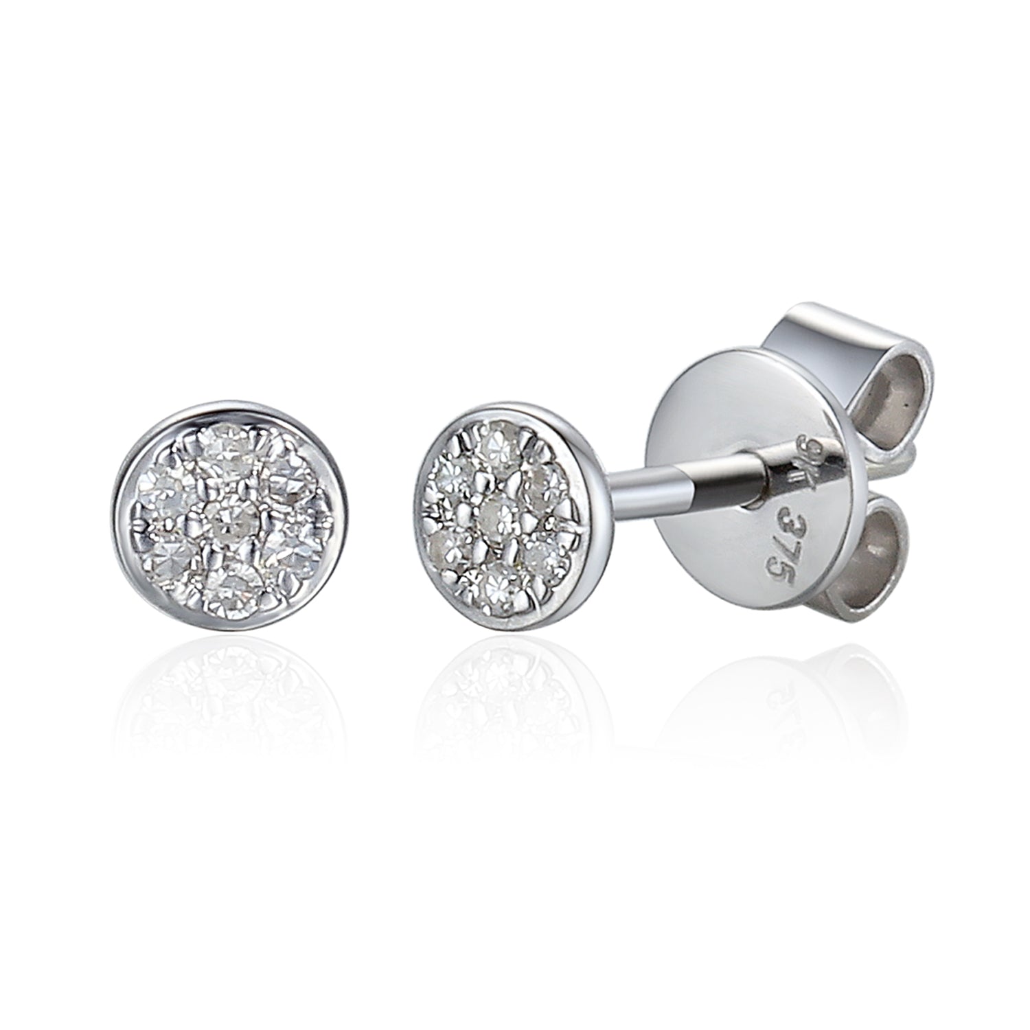 White Gold Small Pave Circle Stud Earring