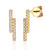 9ct Yellow Gold Linear Double Bar Diamond Set Stud Geometric Earrings