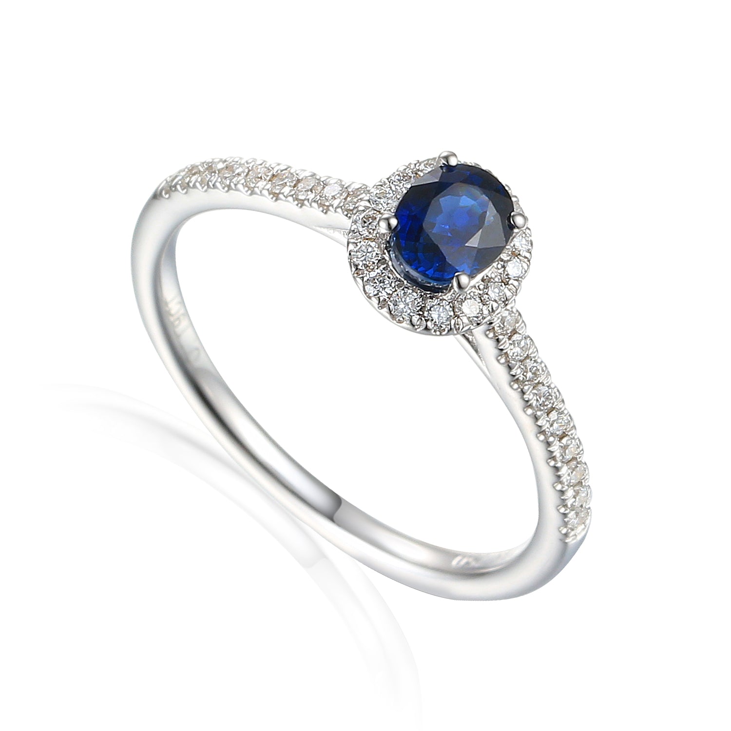 Fine Sapphire and Diamond White Gold Ring