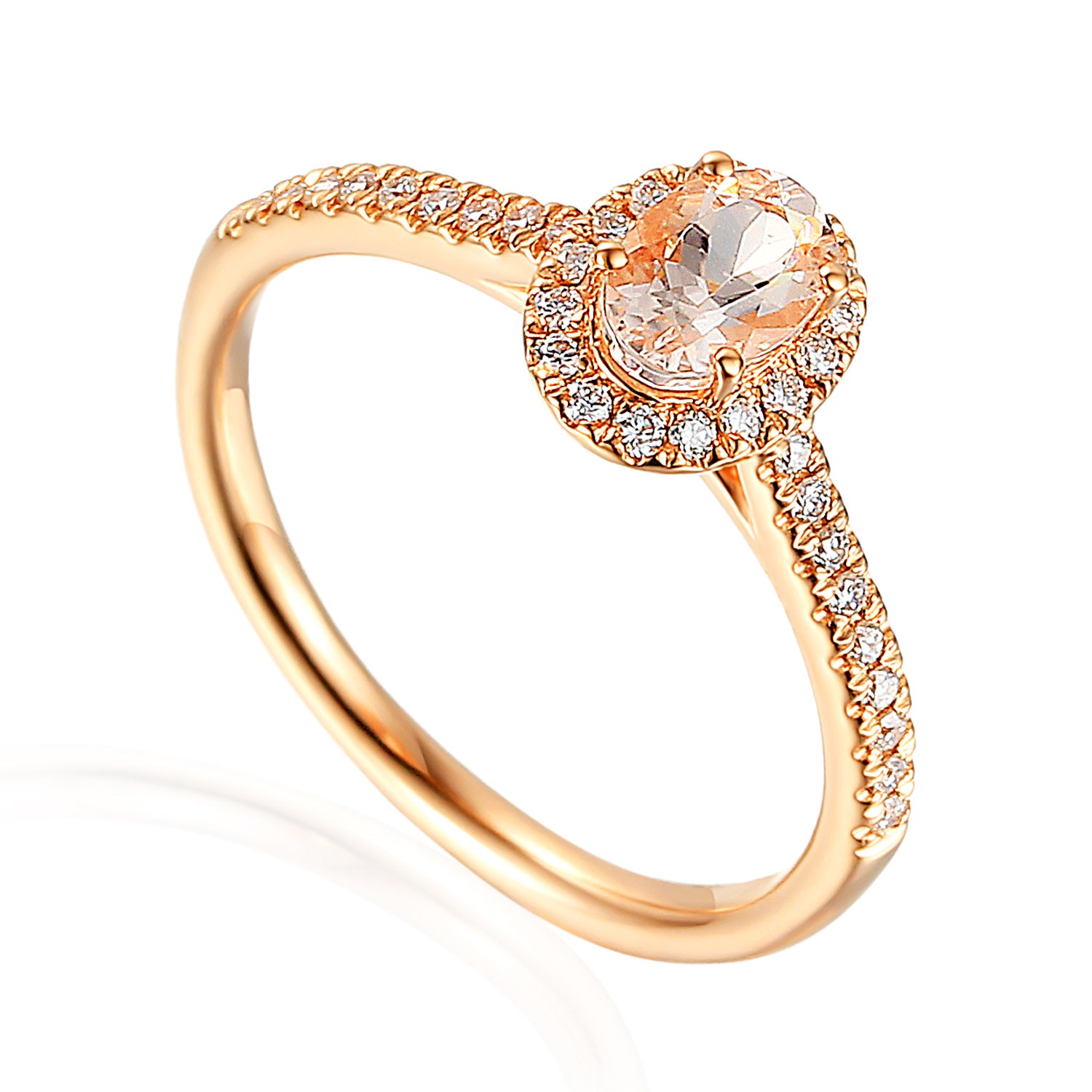 Fine Morganite and Diamond Rose Gold Ring