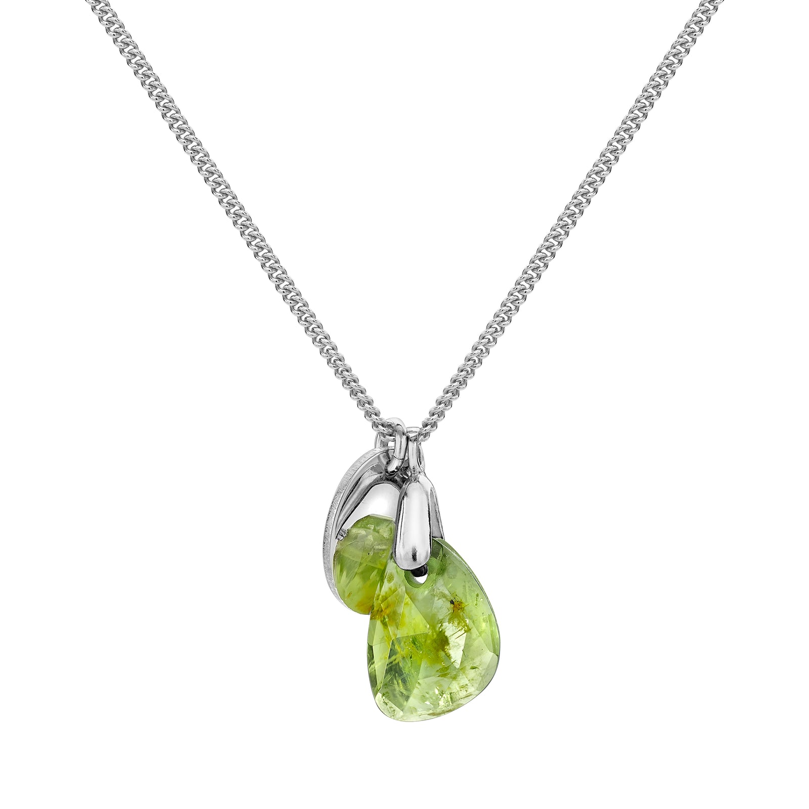 Aura Peridot Rose Cut Necklace, August Birthstone