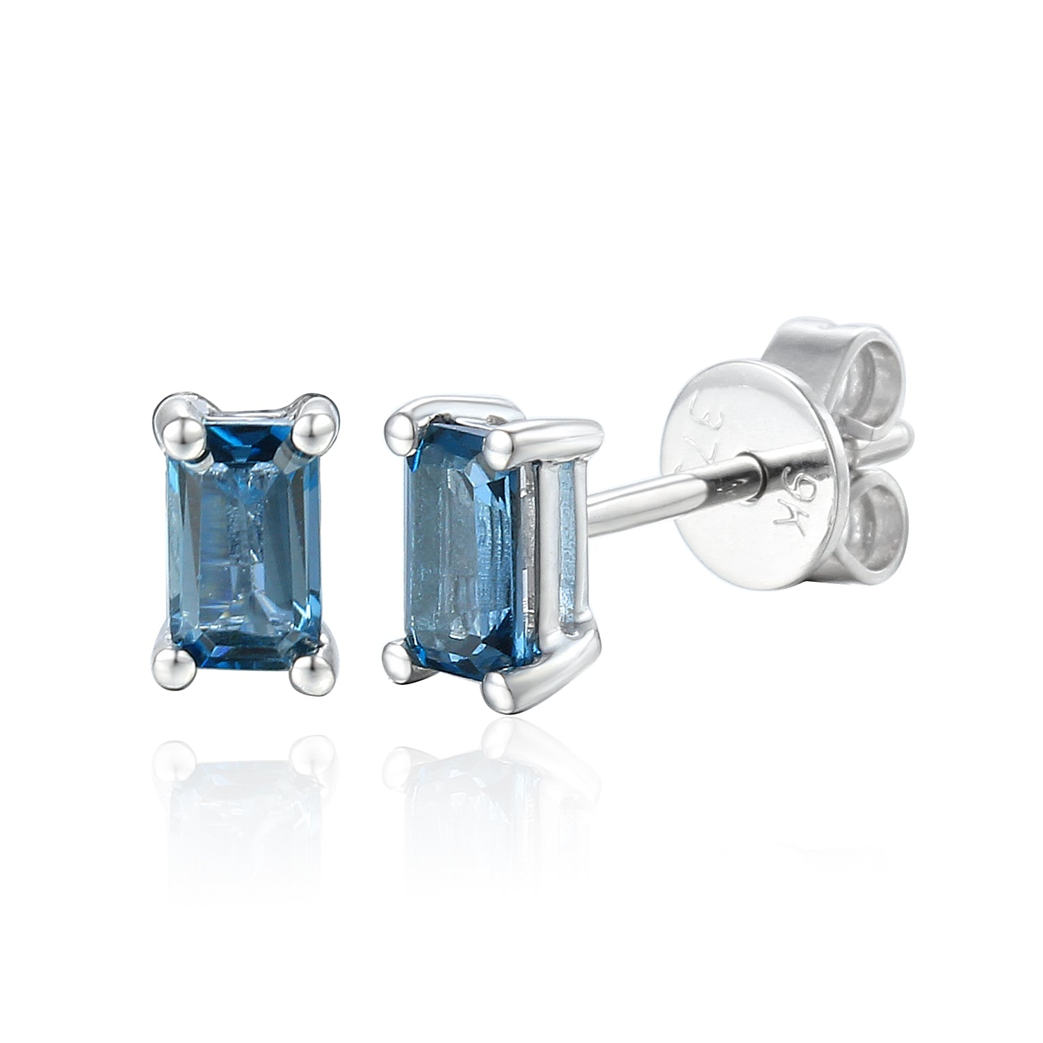 London Blue Topaz Gemstone Octagon Stud Earrings