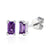 Amethyst Gemstone White Gold Octagon Stud Earrings