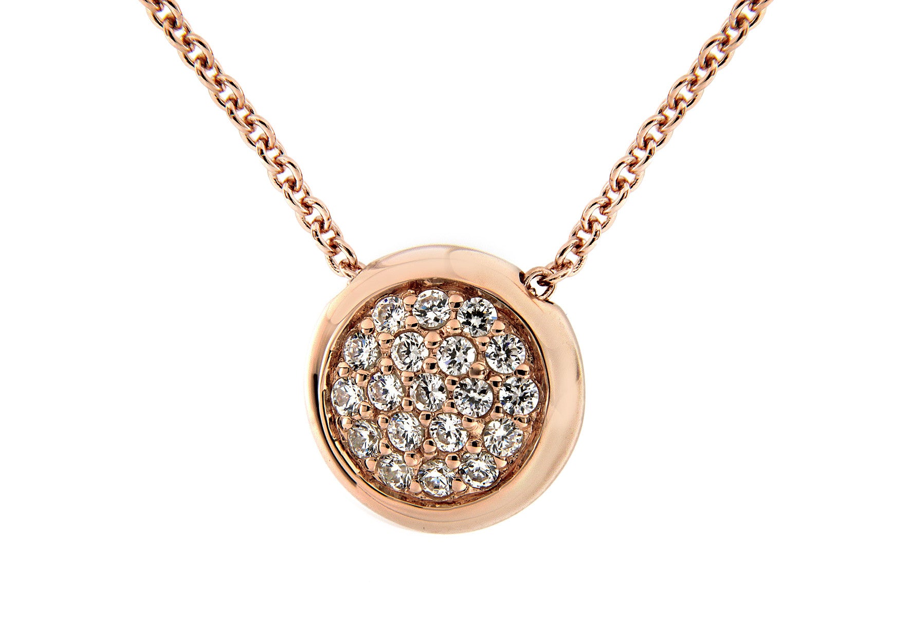 Rose Gold Plate Pave Disc Pendant