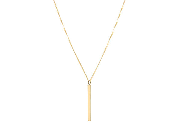 Gold Plate Long Polished Bar Necklace