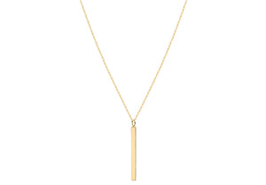 Gold Plate Long Polished Bar Necklace