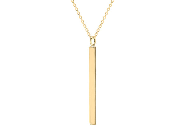 Gold Plate Long Polished Bar Necklace