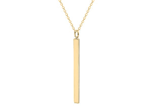 Gold Plate Long Polished Bar Necklace