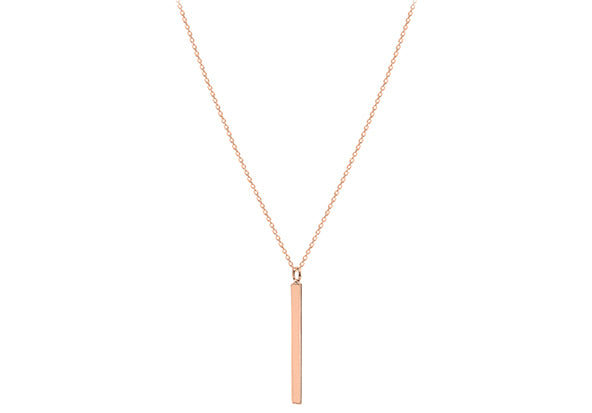 Rose Gold Plate Long Polished Bar Necklace