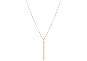 Rose Gold Plate Long Polished Bar Necklace