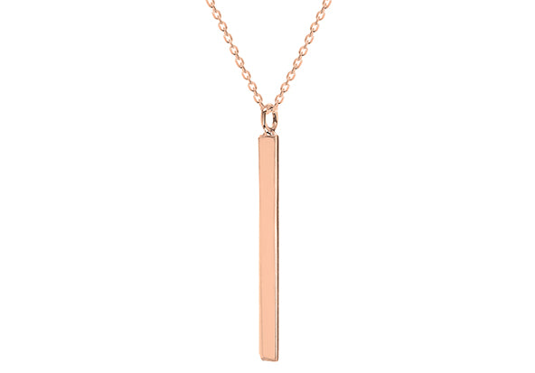 Rose Gold Plate Long Polished Bar Necklace