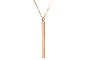 Rose Gold Plate Long Polished Bar Necklace