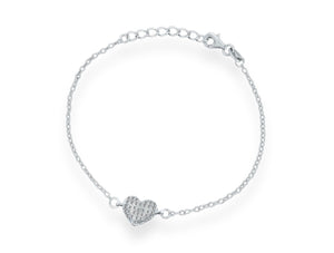 Sterling Silver Crystal Heart Bracelet