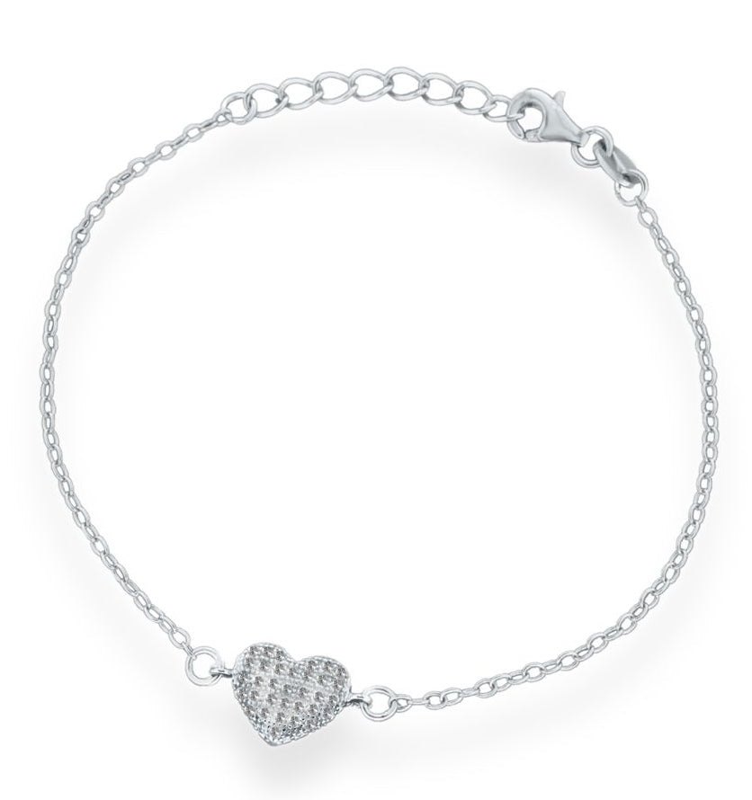 Sterling Silver Crystal Heart Bracelet