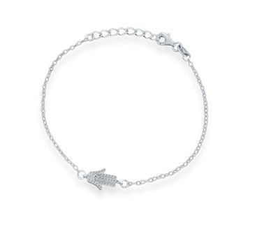 Sterling Silver Crystal Hamsa Bracelet