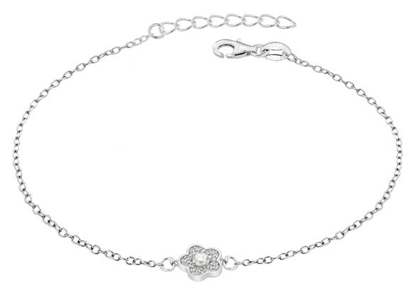 Sterling Silver Crystal Flower Bracelet
