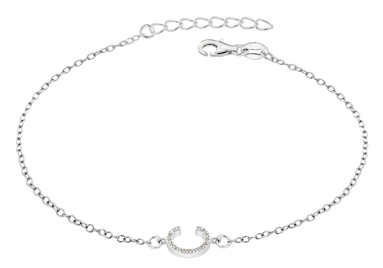 Sterling Silver Letter C crystal Bracelet