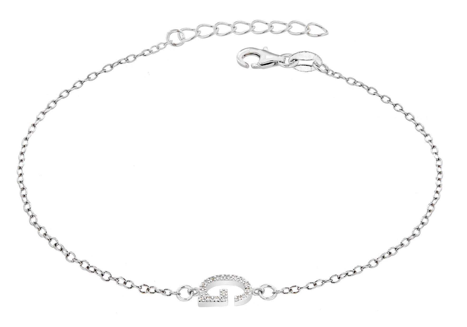 Sterling Silver Letter G crystal Bracelet