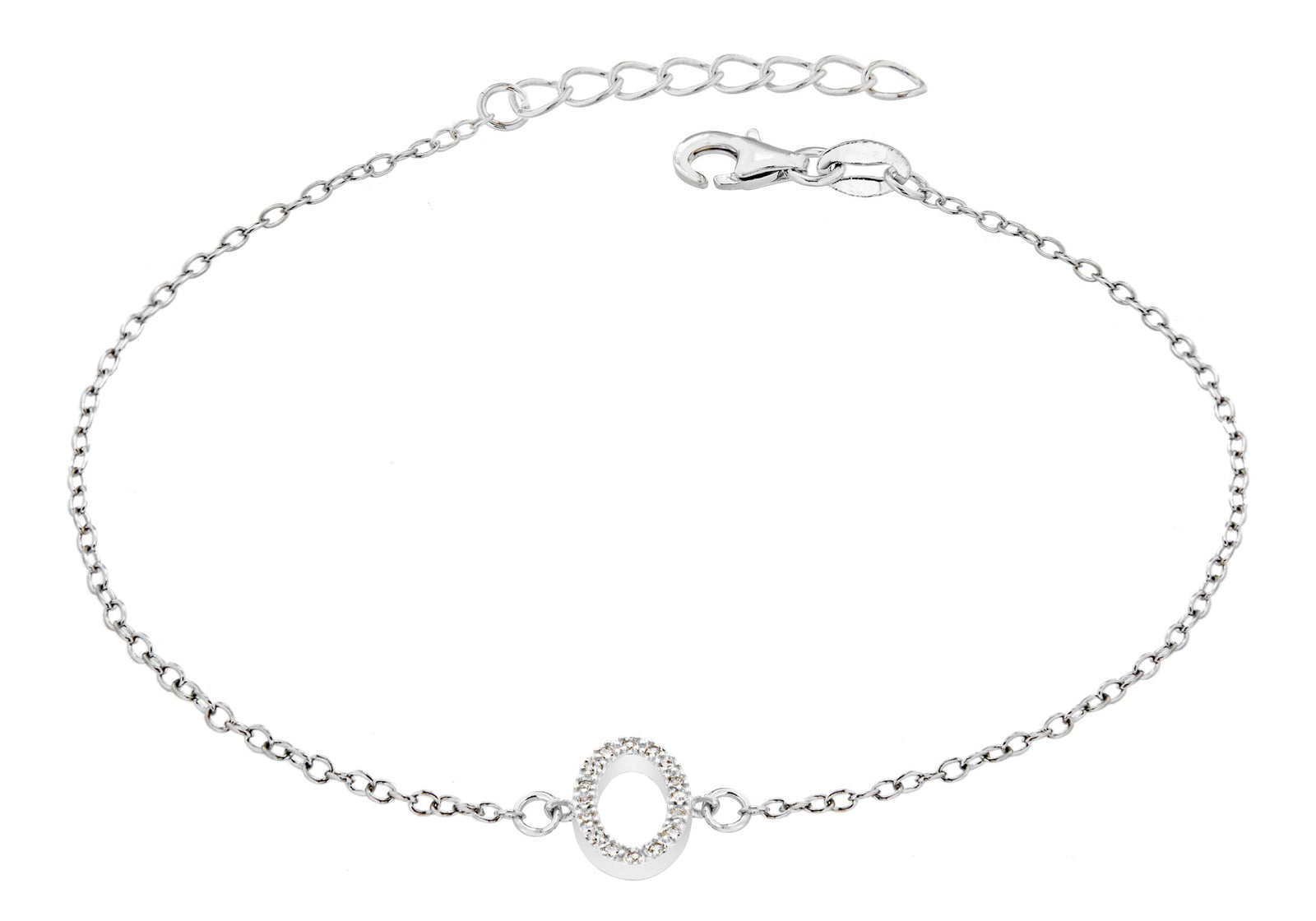 Sterling Silver Letter O crystal Bracelet