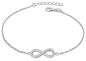 Sterling Silver Crystal Infinity Sign Bracelet
