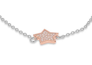 Silver and Rose Gold Crystal Star Bracelet