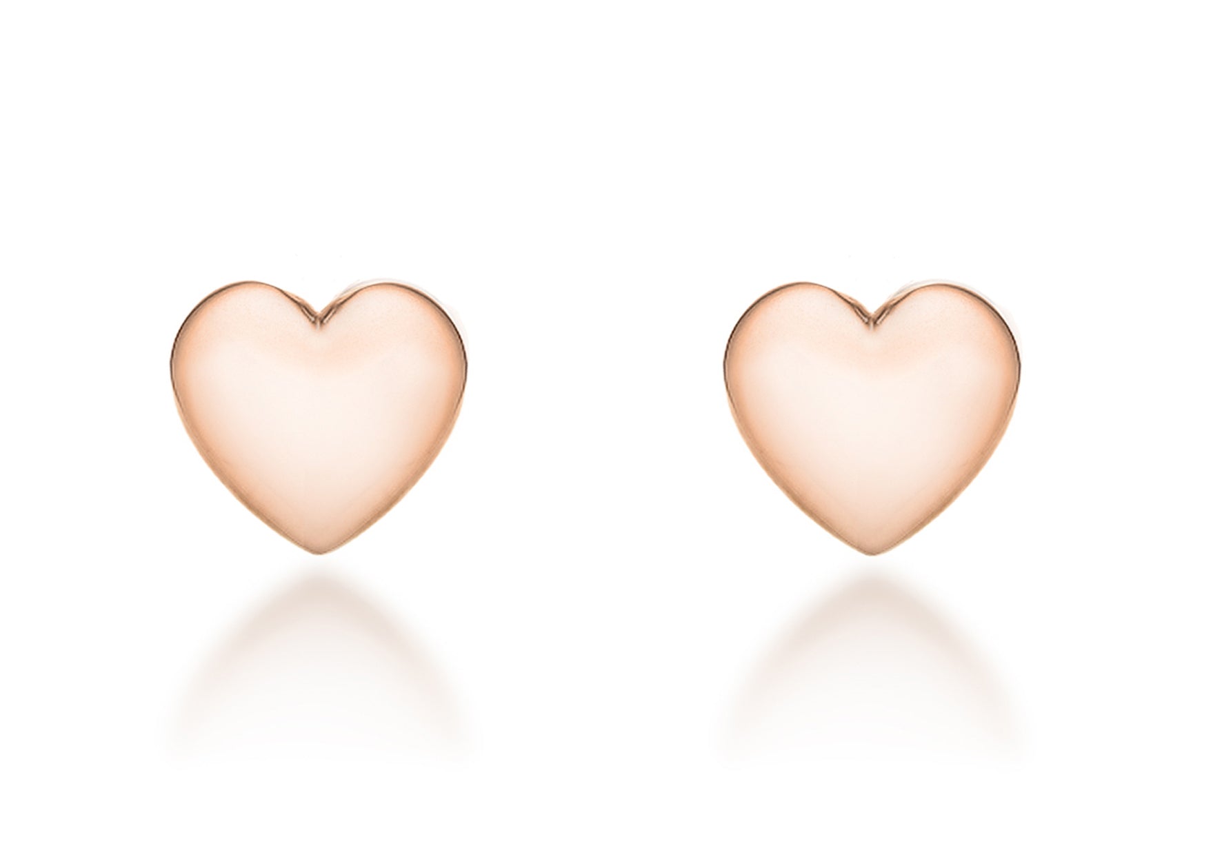 Rose Gold Plate Heart Stud Earrings